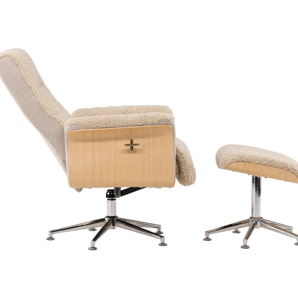 Reclinerfåtölj med fotpall Beige / Ek - Hagön + Fläckborttagare för möbler