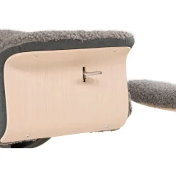 Reclinerfåtölj med fotpall - Grå fårskinnsimitation/whitewash ek