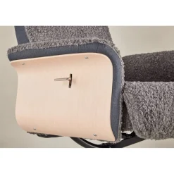 Reclinerfåtölj med fotpall - Grå fårskinnsimitation/whitewash ek