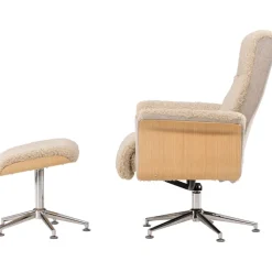 Reclinerfåtölj med fotpall Beige / Ek - Hagön + Textilrengöring för möbler