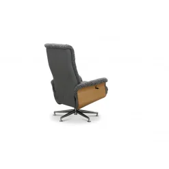 Reclinerfåtölj med fotpall i äkta fårskinn ek/grafitgrå - Ulla + Möbeltassar