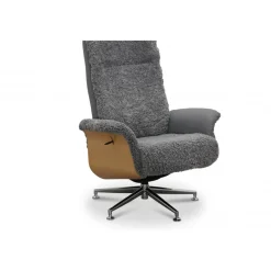 Reclinerfåtölj med fotpall i äkta fårskinn ek/grafitgrå - Ulla + Möbeltassar