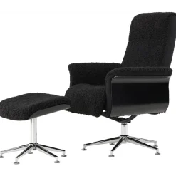 Reclinerfåtölj med fotpall Svart / Krom - Hagön + Textilrengöring för möbler