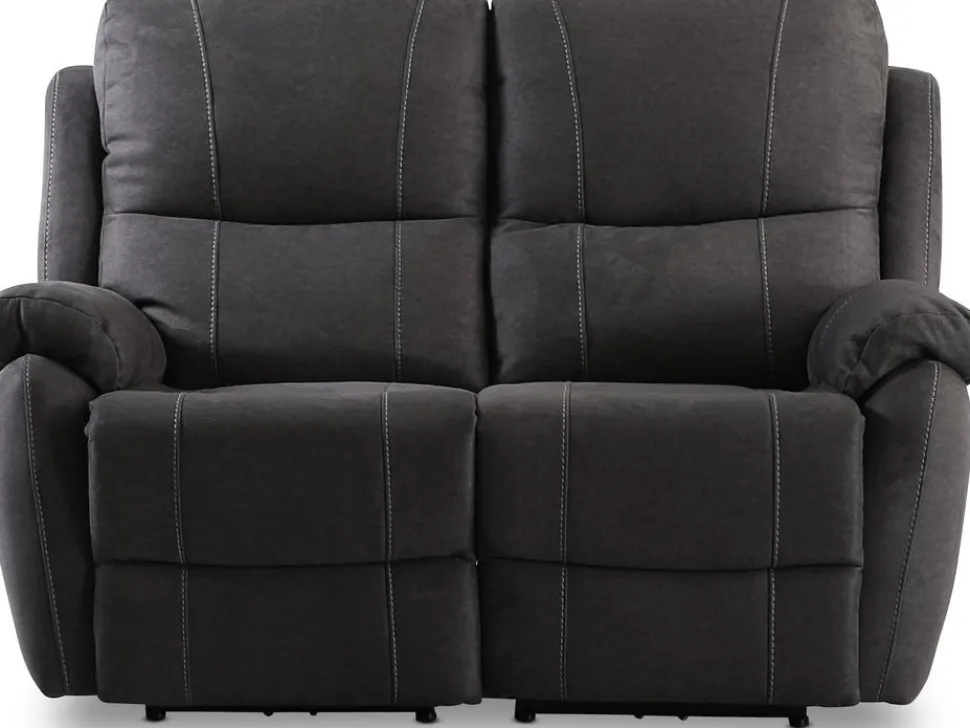 Reclinersoffa - 2-sits (el) i antracit microfibertyg + Fläckborttagare för möbler