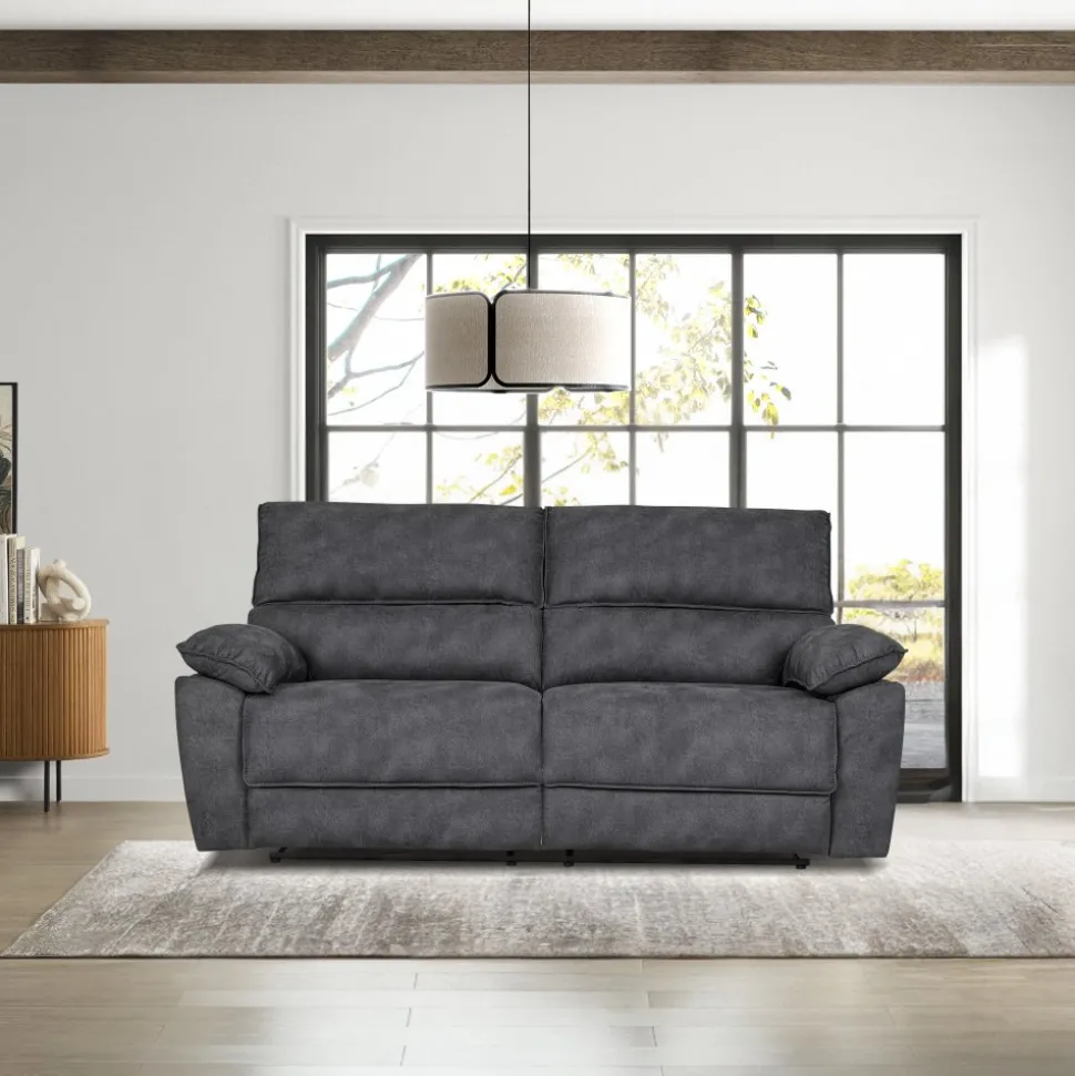 Reclinersoffa 2-sits extra bred i grått - 197 cm