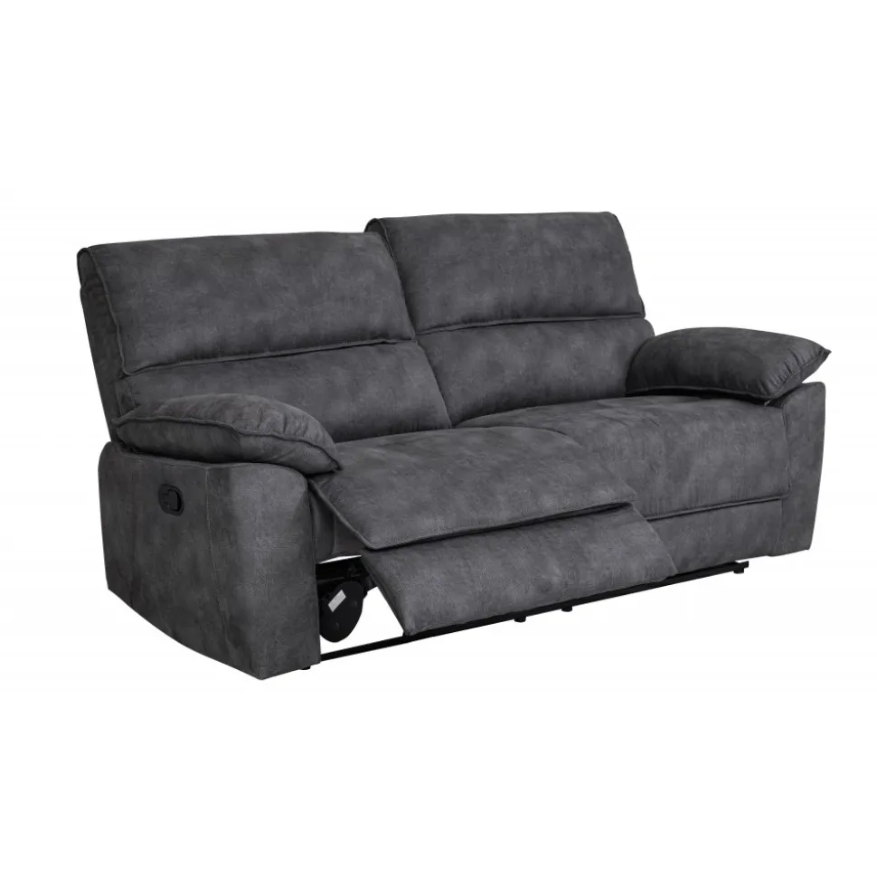 Reclinersoffa 2-sits extra bred i grått - 197 cm