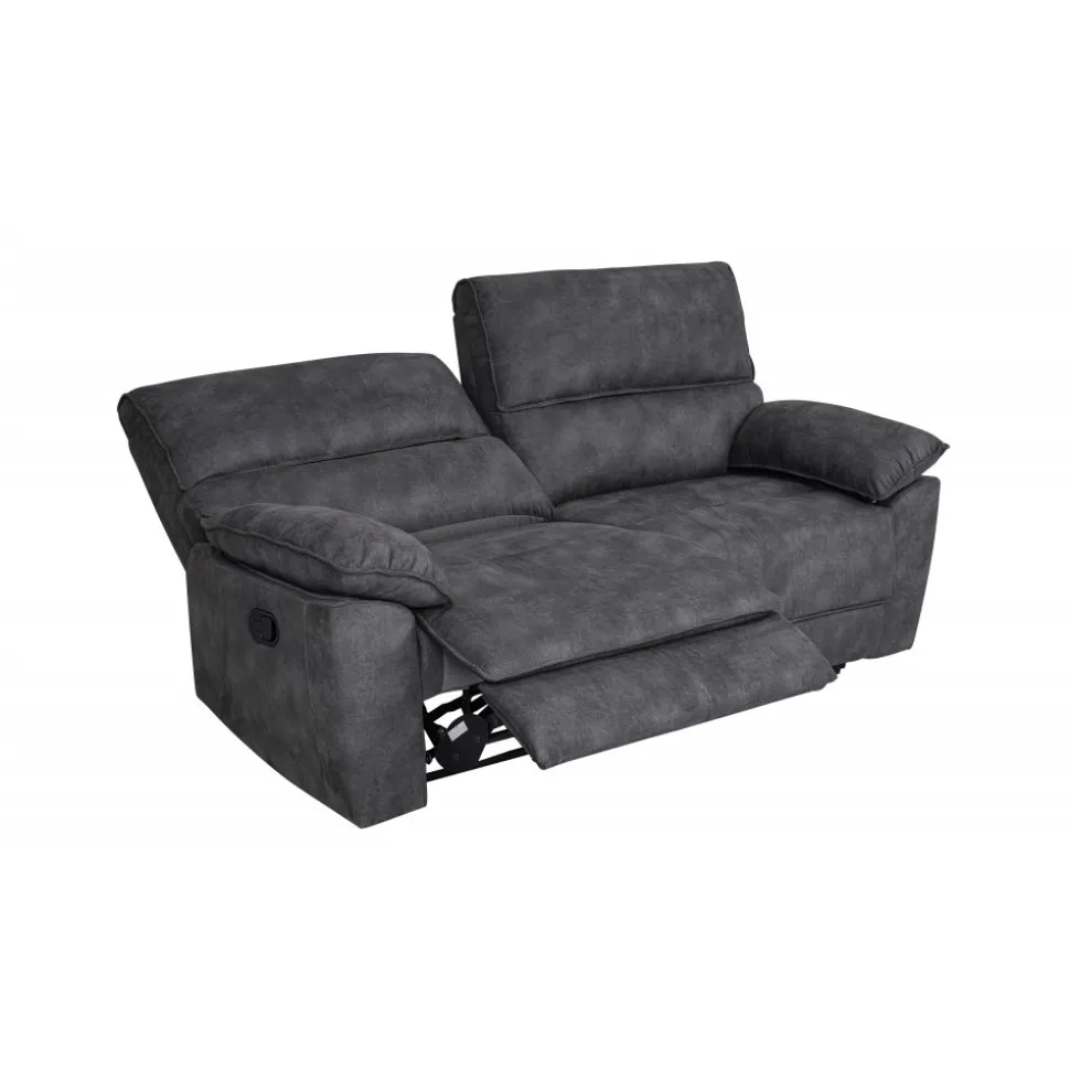 Reclinersoffa 2-sits extra bred i grått - 197 cm