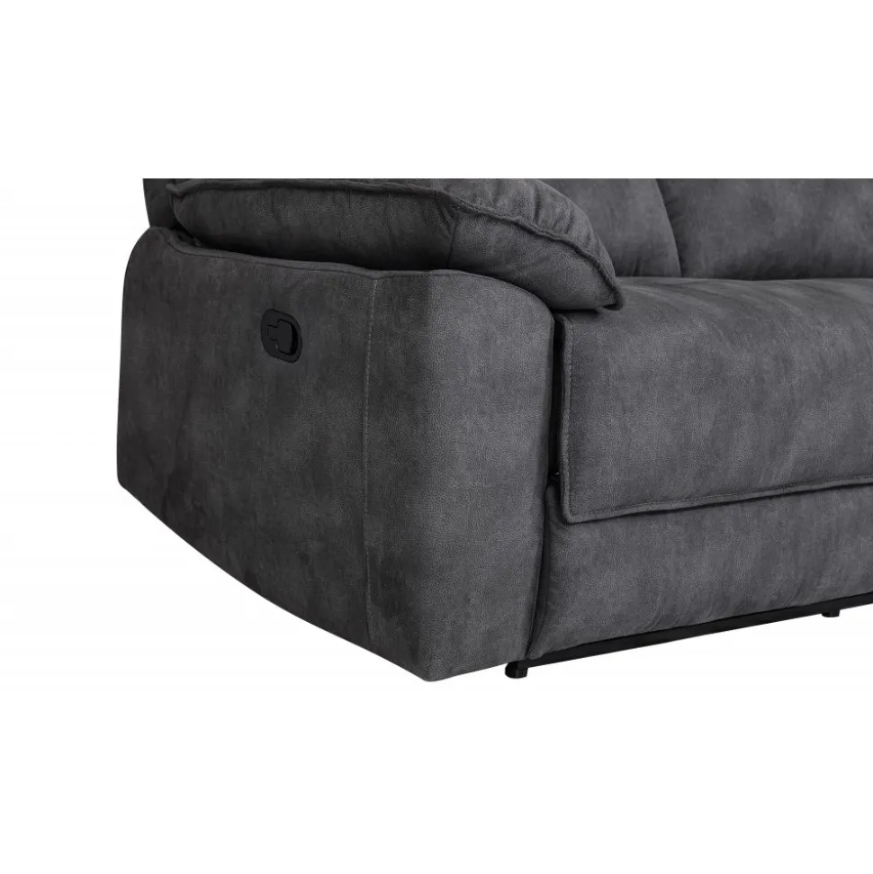 Reclinersoffa 2-sits extra bred i grått - 197 cm