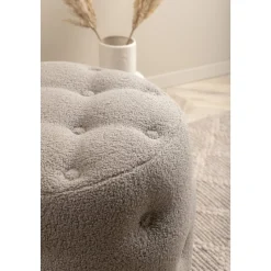 Respit sittpuff - Gråbeige teddy