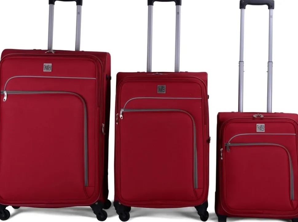 Resväska set om 3 st - Röd textil