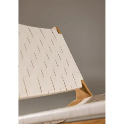 Rike loungestol - Cream PU/teak