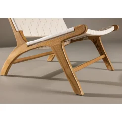 Rike loungestol - Cream PU/teak