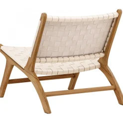Rike loungestol - Cream PU/teak