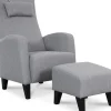 Rondö fåtölj med fotpall - Ljusgrå + Textilrengöring för möbler