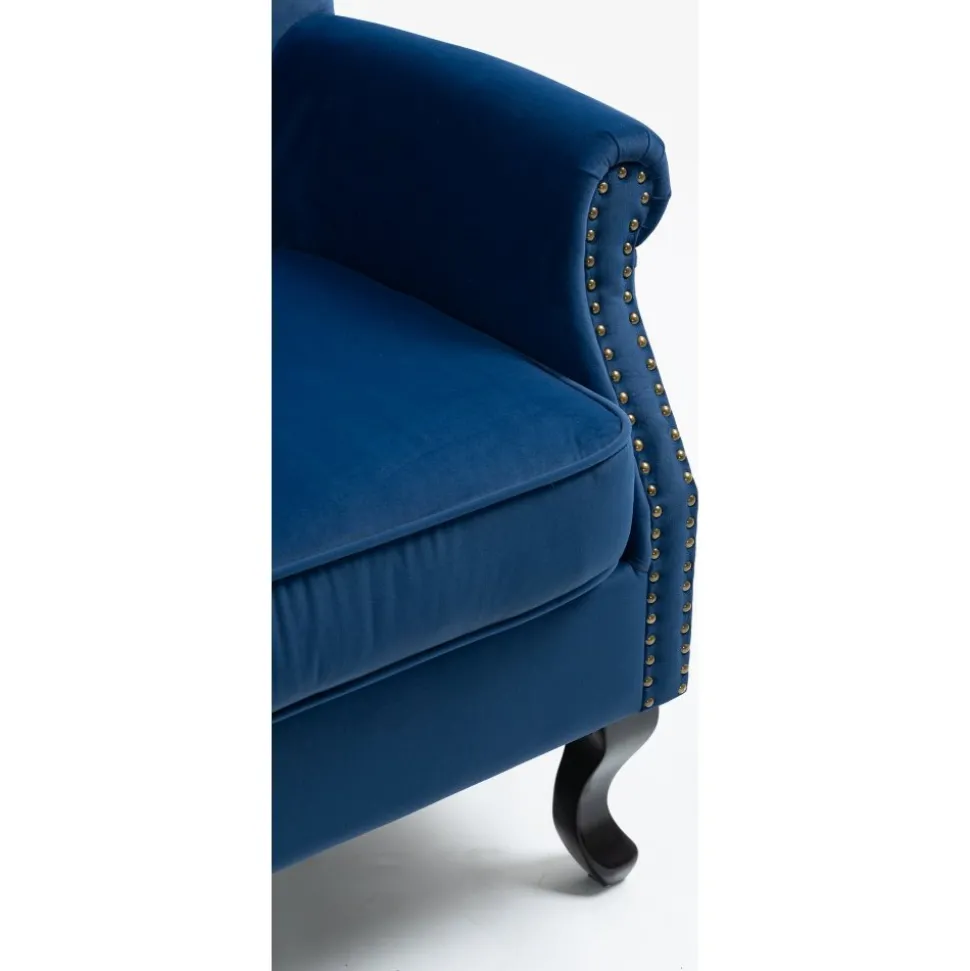 Öronlappsfåtölj i blått sammet