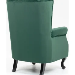 Öronlappsfåtölj i grön sammet + Fläckborttagare för möbler