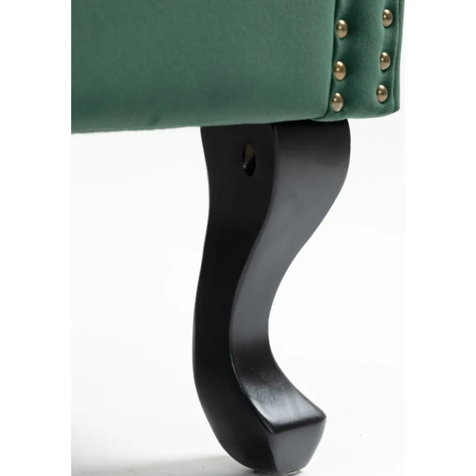 Öronlappsfåtölj i grön sammet + Fläckborttagare för möbler