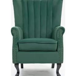 Öronlappsfåtölj i grön sammet + Textilrengöring för möbler