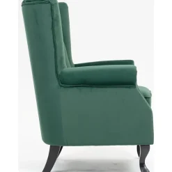 Öronlappsfåtölj i grön sammet