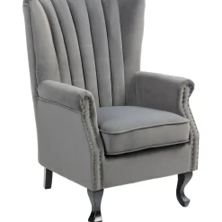 Öronlappsfåtölj i grått sammet