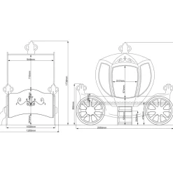 Rosa prinsessvagn barnsäng - 90 x 190 cm