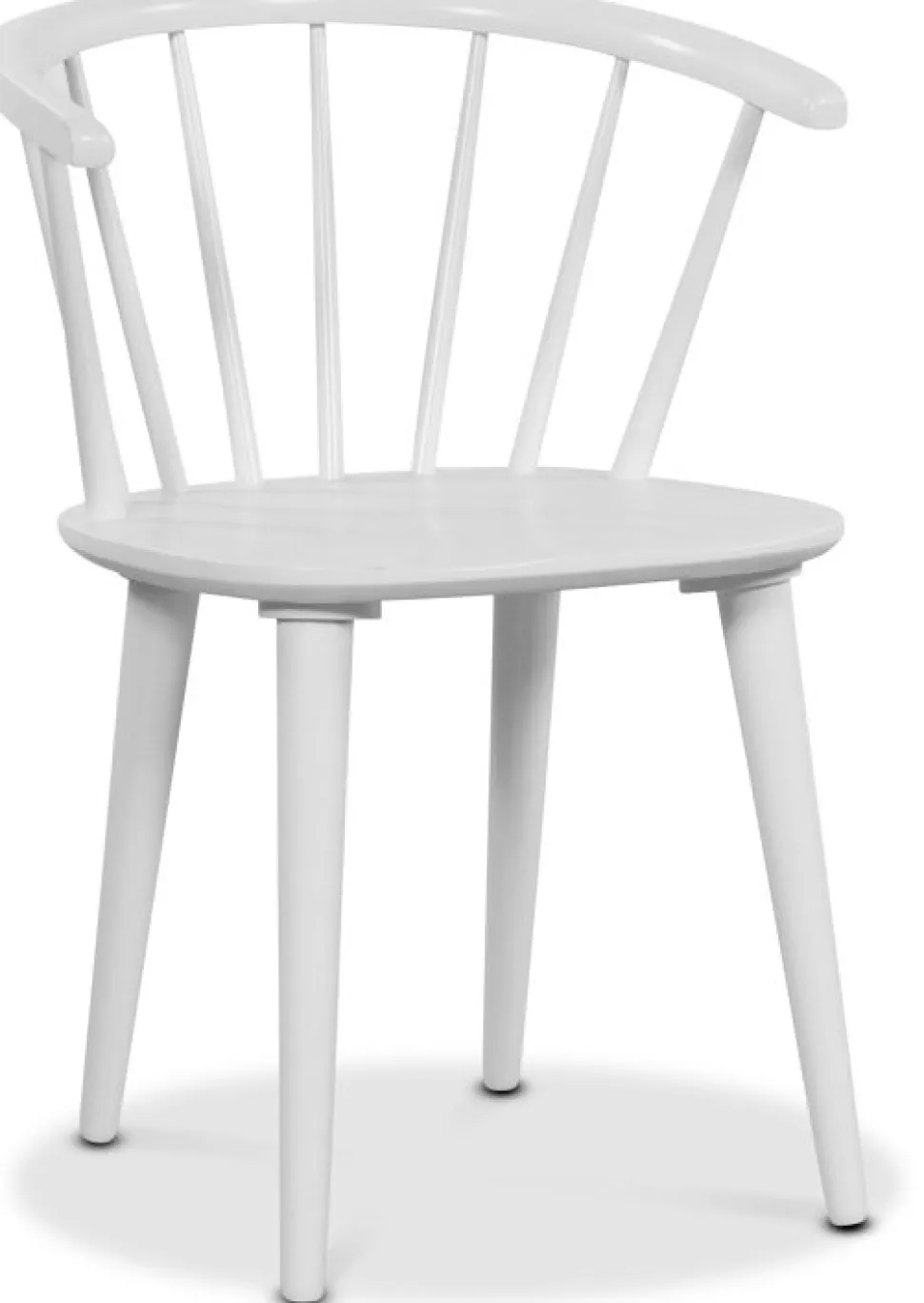 Rosvik matgrupp grått runt bord med 4 st vita Dalsland Pinnstolar + 3.00 x Möbeltassar