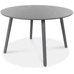 Rosvik matgrupp grått runt bord med 4 st svarta Dalsland Pinnstolar - Grå / Svarta + 3.00 x Möbeltassar