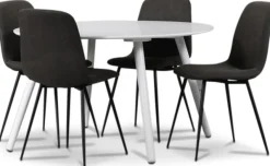 Rosvik matgrupp, matbord med 4 st Smokey matstolar - Vit/Vintage