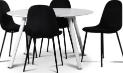 Rosvik matgrupp, matbord med 4 st Carisma sammetsstolar - Vit/Svart