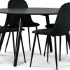 Rosvik matgrupp, matbord med 4 st Carisma sammetsstolar - Svart/Grön