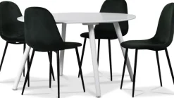 Rosvik matgrupp, matbord med 4 st Carisma sammetsstolar - Vit/Grön + 4.00 x Stolsdyna