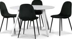 Rosvik matgrupp, matbord med 4 st Carisma sammetsstolar - Vit/Grön + 4.00 x Stolsdyna