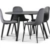 Rosvik matgrupp, matbord med 4 st Carisma sammetsstolar - Grå/Svart + 4.00 x Stolsdyna