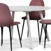 Rosvik matgrupp, matbord med 4 st Carisma sammetsstolar - Vit/Rosa