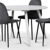 Rosvik matgrupp, matbord med 4 st Carisma sammetsstolar - Vit/Grå