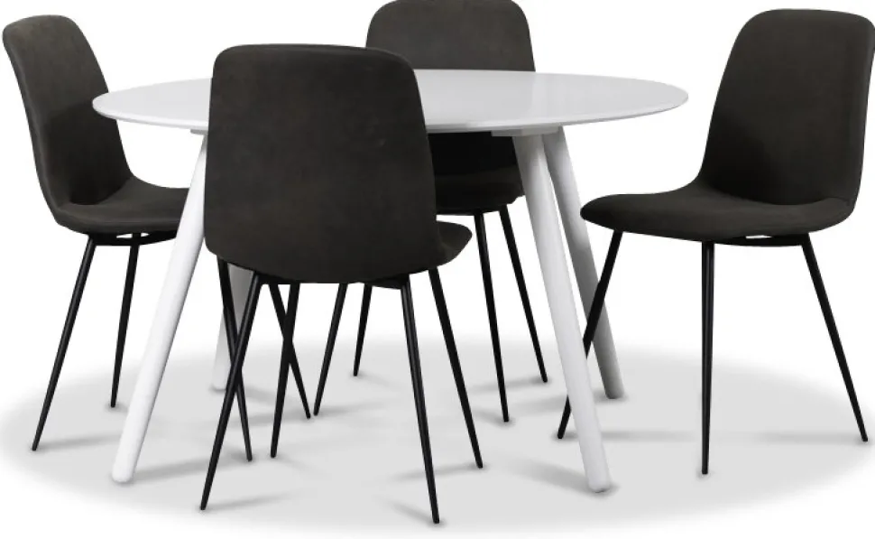 Rosvik matgrupp, matbord med 4 st Smokey matstolar - Vit/Vintage + 4.00 x Stolsdyna