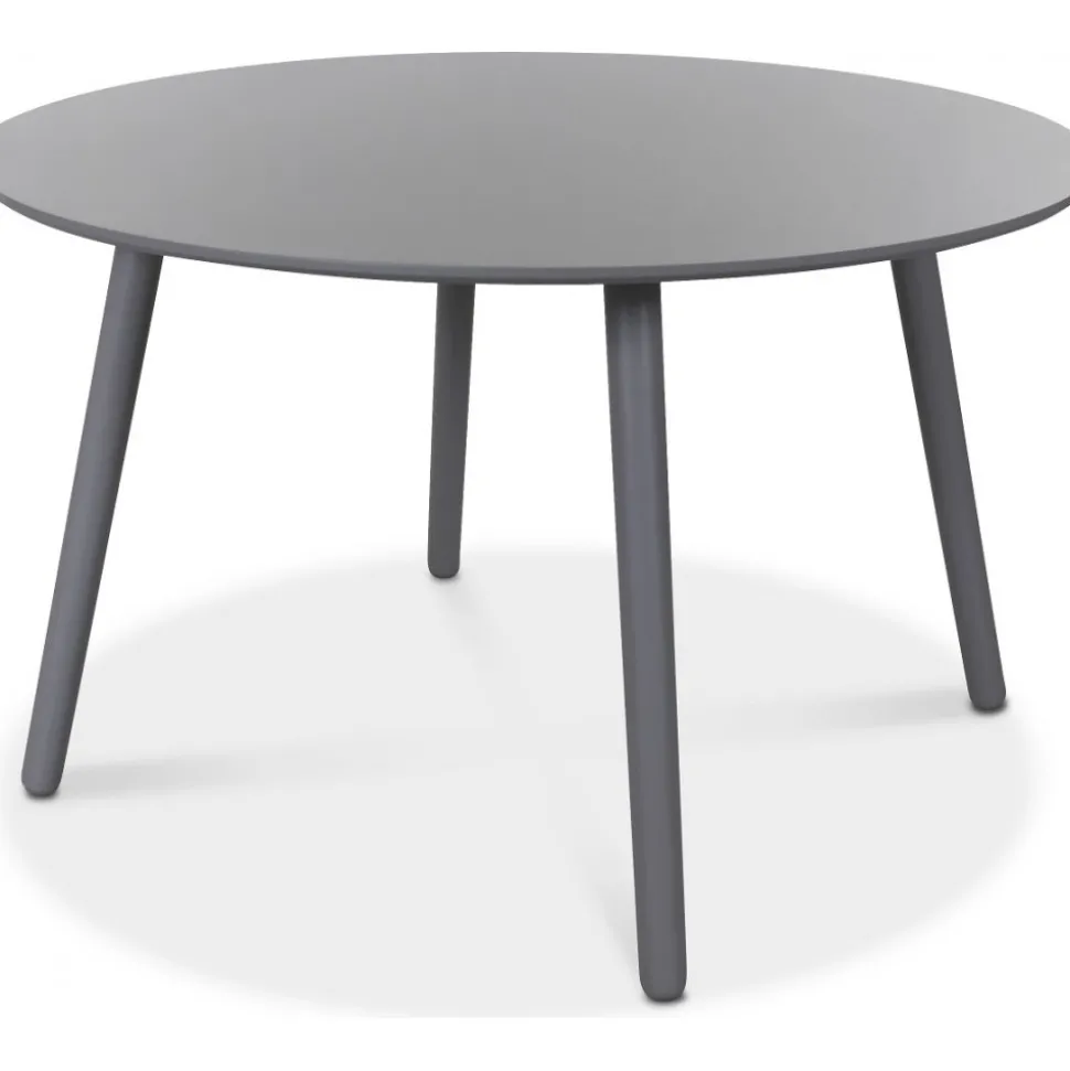 Rosvik runt grått matbord Ø120 cm + Möbeltassar
