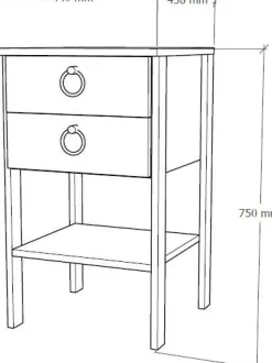 Runa sängbord - Vit/valnöt