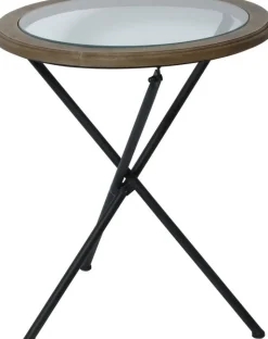 Runt lampbord Ø45 cm - Svart/Glas