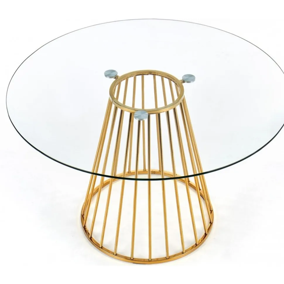 Runt matbord Ø120 cm Glas / Guld - Liverpool