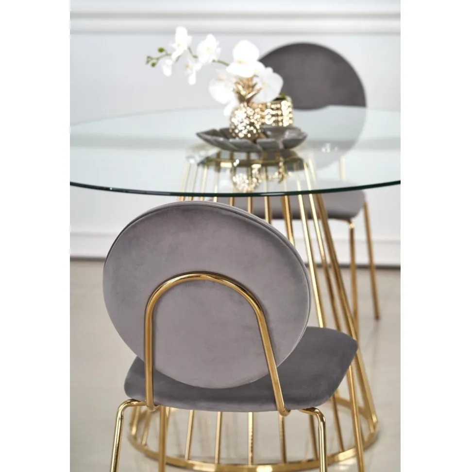 Runt matbord Ø120 cm Glas / Guld - Liverpool