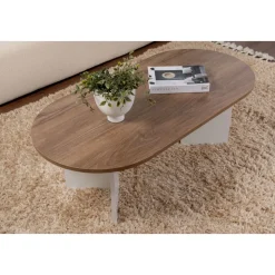 Sable soffbord 119 x 60 cm - Valnöt/vit