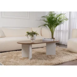 Sable soffbord 119 x 60 cm - Valnöt/vit