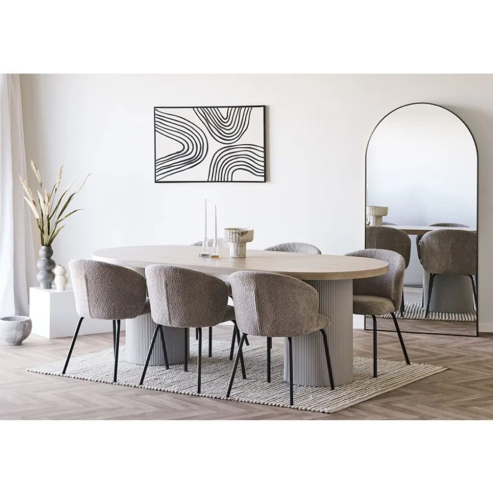 Safira matstol - Beige bouclé