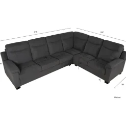 Salem hörnsoffa i mörkgrått tyg