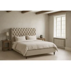 Salomon sängram 160 cm - Gråbeige sammet