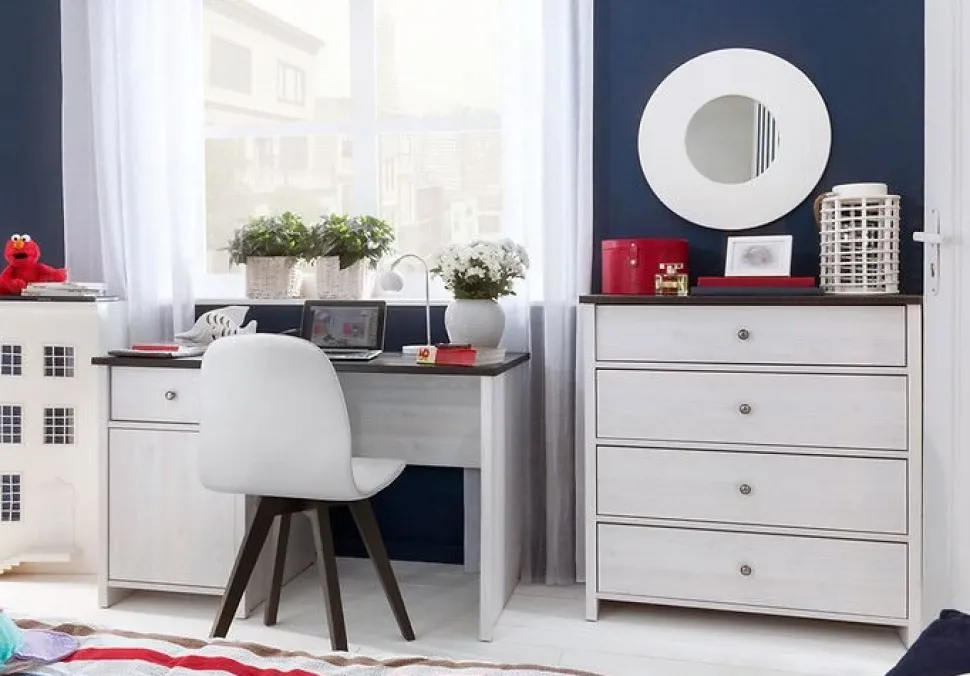 Salvador skrivbord 120 cm - Vit/svart + Textilrengöring för möbler