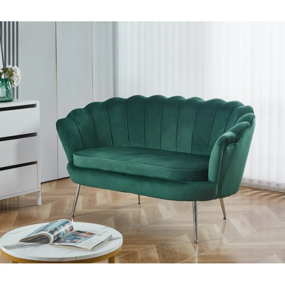 Sammets soffa grön 2-sits - Kingsley + Möbeltassar