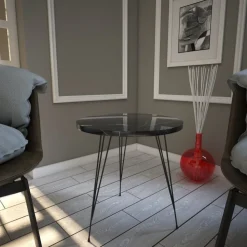 Sandalf sidobord 40 x 40 cm - Svart/vit