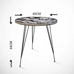 Sandalf sidobord 40 x 40 cm - Svart/vit